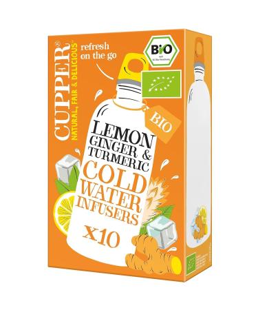 Cupper Bio Cold Water Infusers Lemon Ginger & Turmeric 10 Unbreached tea bags environmentally friendly fairly traded (cold brew tea cold tea) ginger
