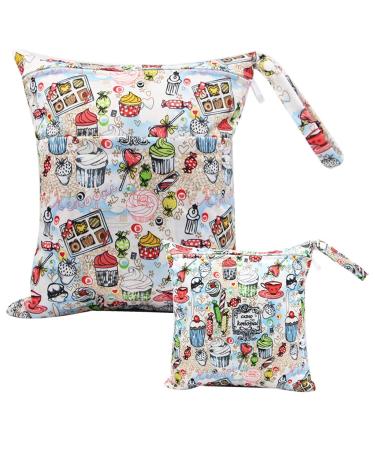Egurs diaper bag for on the go wetbag 1 piece large + 1 piece medium cake