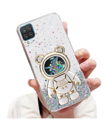 Tivenfezk Nadoli for Samsung Galaxy A12 4G/5G Treibsand B r Astronaut Hidden Stand Shell caricature glitter astronaut stand soft silicone bling cell phone case Samsung galaxy A12 4g/5g clear