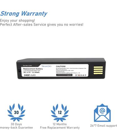 Replacement Battery for Honeywell 3820 3820i 4820 1202g 1902 1902GHD - 3400mAh Compatible with Part No 013283 BAT-SCN01 S-L-0526-E HO48L1-G - Buy Online on SooperMarket.com