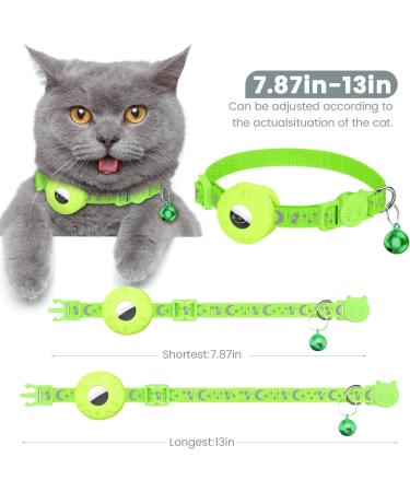 Airtag Cat Collar with Holder & Bell | Reflective Safety Neck Band for Kittens & Puppies - Green - Buy Online on SooperMarket.com