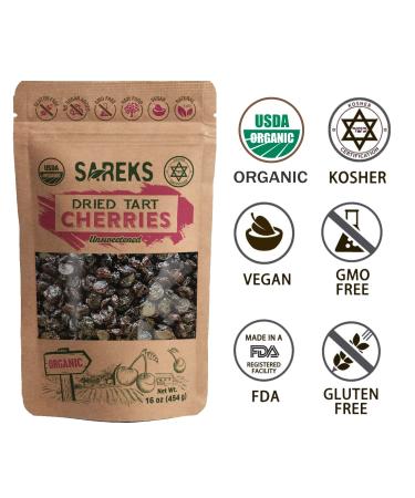 Organic Dried Tart Cherries Unsweetened - 16 oz (A+) - USDA Certified, Non-GMO, Montmorency Cherries - Buy Online on SooperMarket.com