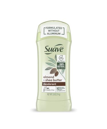 Suave Aluminum Free Deodorant for Women 24-Hour Odor Protection Almond & Shea Butter Cruelty-Free 2.6 oz