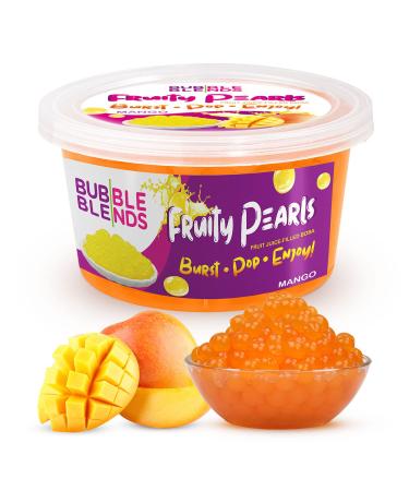 Bubble Blends Mango Popping Boba (450g) Fruit Juice-Filled Boba Pearls for Bubble Tea Fat-Free