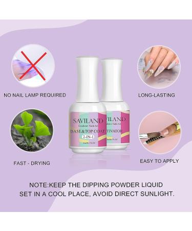 SAVILAND Dipping Powder Liquid Set - 2 in 1 Base & Top Coat with Activator 15ml - Fast Dry Dip Nail Kit | No Lamp Needed - Buy Online on SooperMarket.com