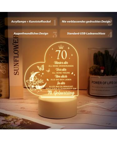 70th Birthday Gifts for Him & Her | Acrylic Night Light Decorations for 1953 Celebrations - Buy Online on SooperMarket.com