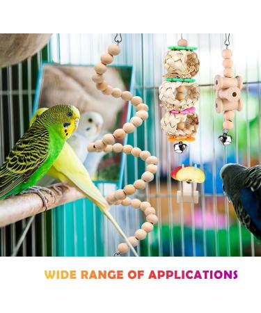 Buy 13-Part Natural Wood Parrot Toys - Bird Swing Climbing & Grinding Accessories for Budgies & Canaries - International Shipping Available - Buy Online on SooperMarket.com