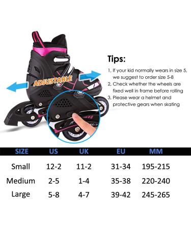 Kids Light Up Inline Skates - Adjustable Christmas Gift for Children in Black & Red - Size Medium (2-5) - Buy Online on SooperMarket.com
