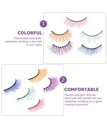 FOMIYES 20 Pairs Colored False Eyelashes - Handmade Rainbow Luxurious Synthetic Fiber Makeup Lashes | 5D Soft Fake Lashes (Pack of 1 - Buy Online on SooperMarket.com