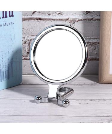 Nofaner Double-Sided 10x Magnifying Makeup Mirror with Foldable Handle - Silver | Handheld, Table, and Travel Friendly - Buy Online on SooperMarket.com