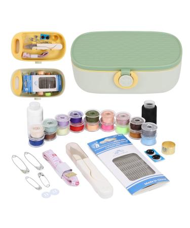 Sewing Project Kit, Portable Family Sewing Supplies Repair Kit, Premium Traveler Sewing Kit Sewing Thread Accessories DIY Sewing Supplies Organizer Plastic Sewing Box Needle Green