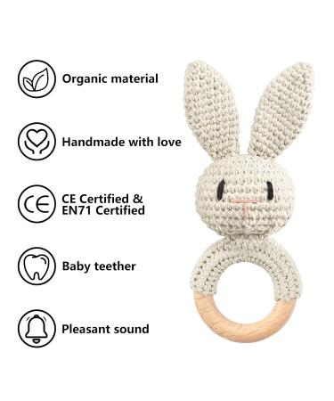 Artestar Greifling Baby Rassel & Bei ring - Eco-Friendly Wooden Baby Toy Gift (Beige Hase) for Newborns - International Shipping - Buy Online on SooperMarket.com