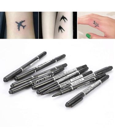Black Tattoo Marker Pen Set - 10 Body Temporary Skin Markers for Tattooing - Buy Online on SooperMarket.com