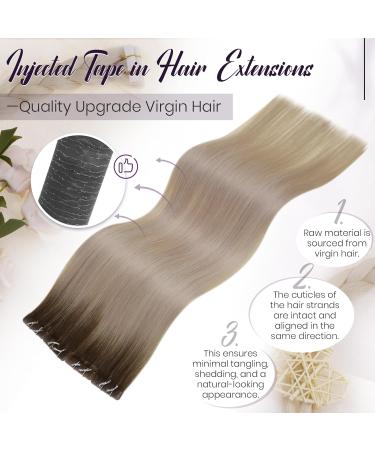 Buy Laavoo Real Hair Tape Extensions - 60cm Virgin Blond Ombre Balayage & Seamless 5pcs | Premium Quality #9A/10.5g - Buy Online on SooperMarket.com