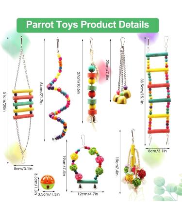 MQUPIN Bird Parrot Toys 12 Pack Budgie Toys Parrots Cage Toys Hanging Swing Climbing Shredding Perches Toys Ladders Sepak Takraw Parrot Bite Toy Cockatiel Toys for Parakeet Budgerigar M-7.9inch - Buy Online on SooperMarket.com