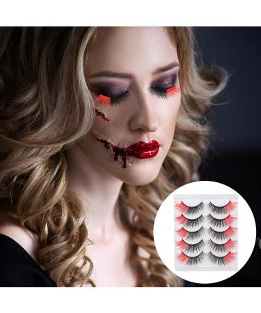 KALLORY 5 Pairs Red Colored Wispy Lashes - Natural Look 3D Eyelash Strips for Women & Girls - Perfect for Any Occasion - Buy Online on SooperMarket.com