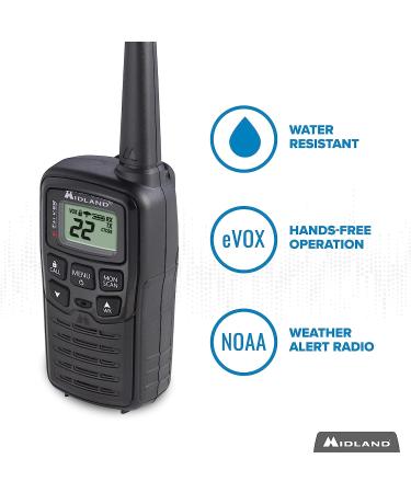 Midland T10 X-TALKER Two Way Radios - 22 Channel FRS Walkie Talkies with Extended Range, 38 Privacy Codes & NOAA Weather Alert - Black (2 Pack) - Buy Online on SooperMarket.com