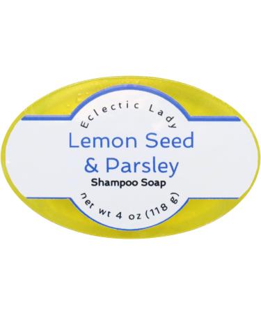 Eclectic Lady Lemon Seed and Parsley Shampoo Soap Bar with Pure Argan Oil Silk Protein Honey Protein and Extracts of Calendula Flower Aloe Carrageenan Sunflower - 4 oz Bar