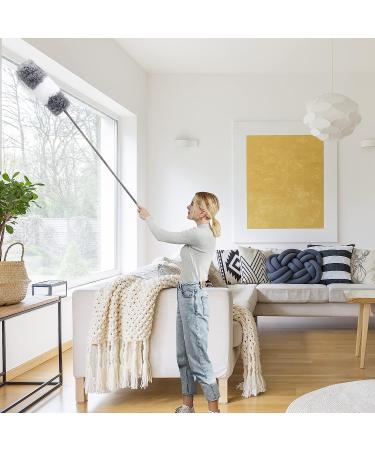 DEEHYO Microfiber Duster Set - 9PCS Extendable Stainless Steel Feather Duster, 30-100 Inches, Reusable & Washable - Ideal for Cleaning High Ceilings, Fans, Blinds, Furniture & Cars - Buy Online on SooperMarket.com