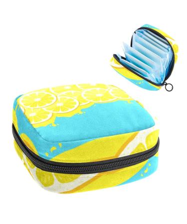 Anna Cowper Lemon Sanitary Napkin Storage Bag Feminine Menstrual Cup Pouches Nursing Pad Holder Tampon Bags Portable Period Bag for Women Teen Girls 1Pcs Multi-colored 3