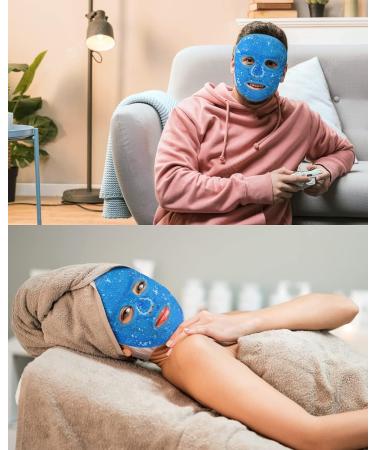Meto Ice Face Mask - Reduce Puffiness and Dark Circles - Hot Cold Gel Beads Compress for Women - Face Spa Treatment for Pressure Headaches and Skin Care (Blue) - Buy Online on SooperMarket.com