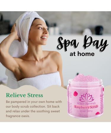 Organic Raspberry Scrub - Natural Exfoliating Salt Body & Face Scrub - Moisturizing Pure Exfoliator for Cellulite & Dead Skin - 10 oz - Buy Online on SooperMarket.com