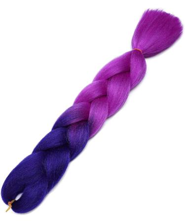 Ombre Braiding Hair 24inch Jumbo Braids High Temperature Fiber Synthetic Hair Extension 1pc 100g for Twist Braiding Hair Royalblue to Lilac - Buy Online on SooperMarket.com