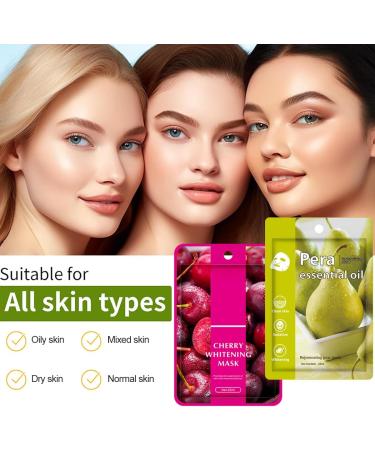 Sheet Mask 7 pc Fruit Extract Masks Organic Face Mask Pineapple Face Mask Moisturizing Facial Mask Face Facial Mask Collagen Face Mask Hydrating Improve dullness & Brighten Women/Men for All Skin - Buy Online on SooperMarket.com