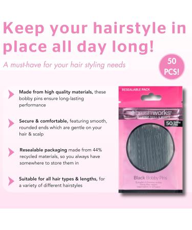 Brushworks Black Bobby Pins - 50 Pieces - Buy Online on SooperMarket.com