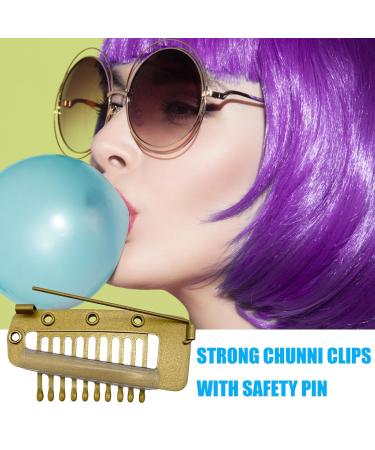 4 Gold Hair Extension Clamps - Metal Wig Clinging Snap Wing Brackets with 10 Teeth for Women's Hair Extensions - Buy Online on SooperMarket.com