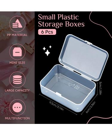 ISKYBOB 6 Pack Small Plastic Storage Containers - Clear Rectangle Organizer Case for Crafts & Bobby Pins (3.7x2.4in) - Buy Online on SooperMarket.com