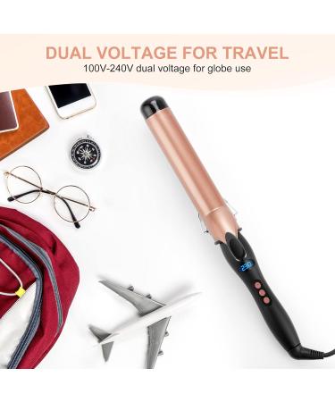 LXMTOU 38mm Large Barrel Curling Wand for Big Curls on Long, Thick Hair - Adjustable Temperature Curling Iron with Glove - Auto-Off Feature - Gold - Buy Online on SooperMarket.com