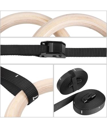 Wooden Gymnastic Rings Set - 15ft Adjustable Straps - 32mm - Perfect for Cross-Training, Gymnastics, Strength Training, Pull Ups & Dips (Set of 2) - Buy Online on SooperMarket.com