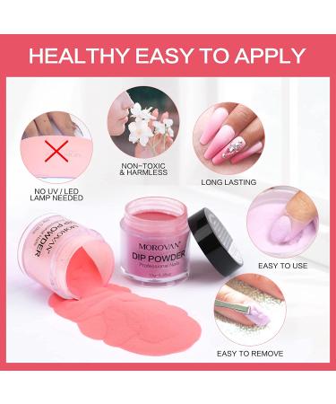 Morovan Dip Powder Nail Kit - 8 Colors Starter Kit for French Manicure - DIY Salon Quality Dipping Powder Set - Buy Online on SooperMarket.com