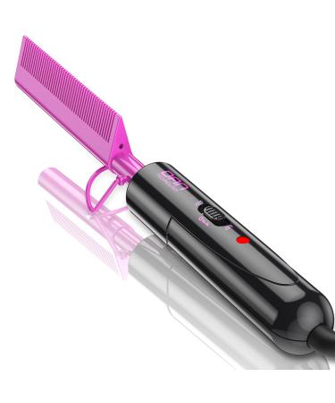 DAN Technology mini hot comb,Dual voltage pressing comb,450 heat comb hair straightener,Fast heating plug in hot comb,ceramic hot comb electric for wigs,electric straightening comb for black hair Rose red
