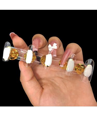 2 Set Nail Stand for Press On Nails - White Reusable Adhesive Putty Magnetic DIY Fake Nails Crystal Holder - Nail Art Training Display Stands - Gold + Pink - Buy Online on SooperMarket.com