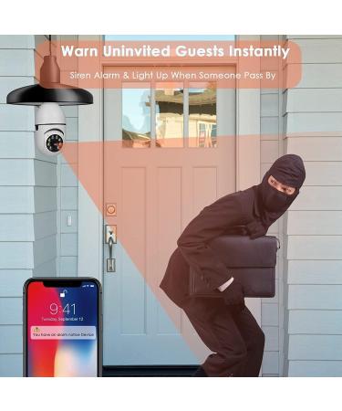2Pcs 1080P E27 Light Bulb Security Camera Set | Indoor/Outdoor 360 Home Security Cameras | 2.4GHz & 5G WiFi | Full Color Day/Night | Smart Motion Detection | Support 5G (2PCS) - Buy Online on SooperMarket.com