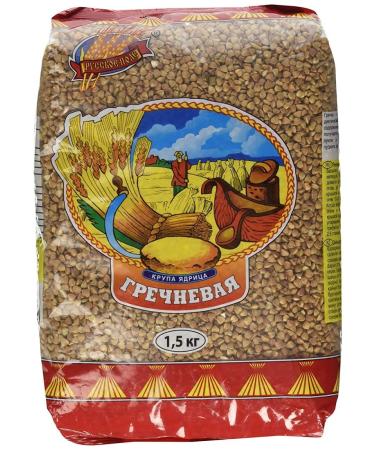 "Russkoe Pole" Buckwheat groats 3.30 Pounds/ 1.5 KG 100% Whole grain Pack of 1