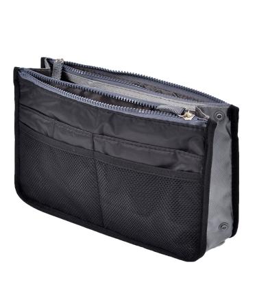 Yueming handbag organizer pocket organizer for women cosmetic organizer 13 pockets expandable liner bag pouch zipper dead organizer diaper bag travel bag with handle 28x16.5x8.5cm black