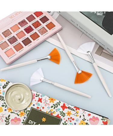 Bewudy 20-Pack Soft Fan Brushes for Makeup & Masks - Ideal Facial Applicator for Women & Girls | Yellow & White - Buy Online on SooperMarket.com