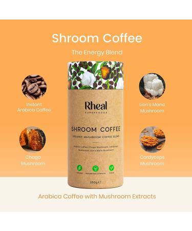 Organic Rheal Shroom Coffee (60 Servings) with Chaga, Cordyceps & Lion's Mane Mushroom - 100% Arabica - Buy Online on SooperMarket.com