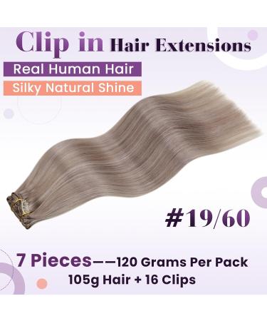 Shop Laavoo Clip-In Hair Extensions - Real Hair Blonde Highlights 45cm 105g Ash Blond & Platinum Blonde 7pcs - Buy Online on SooperMarket.com