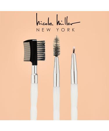 Nicole Miller New York 14pc Complete Makeup Brushes Collection with Zipper Bag Snow Pearl White Ideal Present or Any Occasions Great for Beginners to Professionals - Buy Online on SooperMarket.com