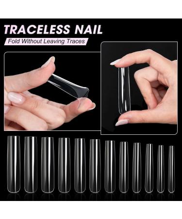 AORAEM Extra Long Square Nail Tips - 240PCS XXXL Clear Full Cover Fake Nails for Acrylic Nails | 12 Sizes Tapered Square Press-On Nails with Box - Perfect for Salons & DIY Home Use - Buy Online on SooperMarket.com