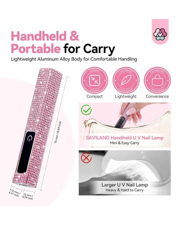 SAVILAND Glitter UV Light for Gel Nails - 2024 12W Handheld UV Nail Lamp with LCD Screen 8X-Faster Cure Touch Screen & Cordless | Perfect for Home & Salon Use - Buy Online on SooperMarket.com