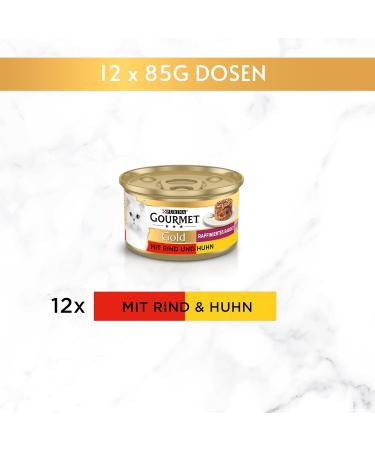 Gourmet Gold Refined Ragout Duetto Wet Cat Food - Beef & Chicken 12-Pack (12 x 85g) - Premium International Shipping - Buy Online on SooperMarket.com