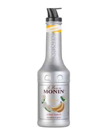 MONIN Banana Fruit Mix Puree 1L for Cocktails and Frappes. Vegan-Friendly Allergen-Free 100% Natural Flavours and Colourings. 2-in-1 Banana Puree and Sugar Syrup Hybrid