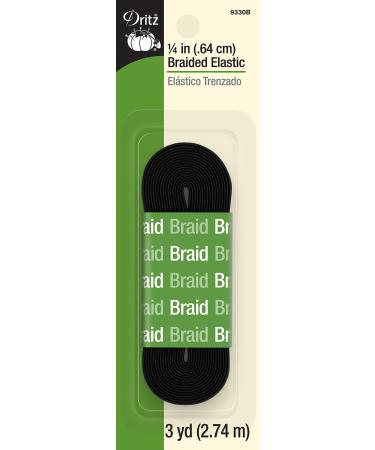 Dritz x  Black Braided Elastic  1/4-Inch by 3-Yard Black 1/4-Inch by 3-Yard