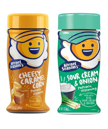 Kernel Season's NEW FLAVORS Sour Cream & Onion and Cheesy Caramel Corn Gourmet Popcorn Seasonings (2 Pack)