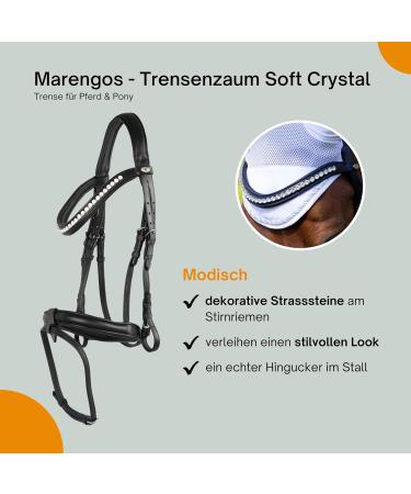 Marengos Soft Crystal Bridle for Horses & Ponies | Anatomically Shaped English Leather Bridle & Accessories in Black - Buy Online on SooperMarket.com
